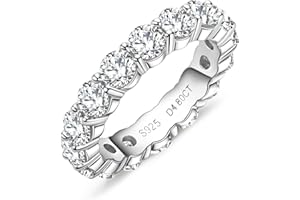 Yeesoth Eternity Ring for Women 18K White Gold Plated Sterling Silver Rings Round Cut Cubic Zirconia Wedding Rings