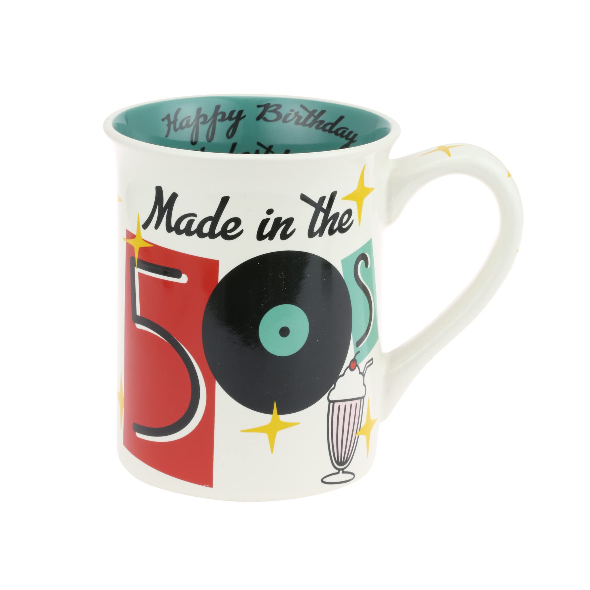 Enesco Our Name is Mud Decades Happy Birthday Made in The 50s Coffee Mug, 16 Ounce, Multicolor