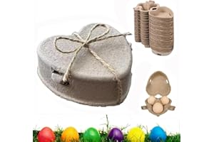 Easter Heart Shaped Egg Cartons with Jute Rope, 3 Count Heart Shaped Paper Pulp Egg Container, Reusable Cardboard Storage Bas