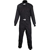 Speedway Motors One-Piece Economy Racing Suit: SFI-1 Fire-Resistant, Constructed from Fire-Resistant Cotton Material, Adjustable Neck/Waist, SFI 3.2A/1 Rated, Unisex, XXL Black