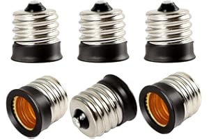 E-Simpo 6pcs E17 to E12 Adapter, Intermediate E17 to Candelabra E12 Lamp Socket Adapter, Lamp Holder LED Bulb Base Adapter, E