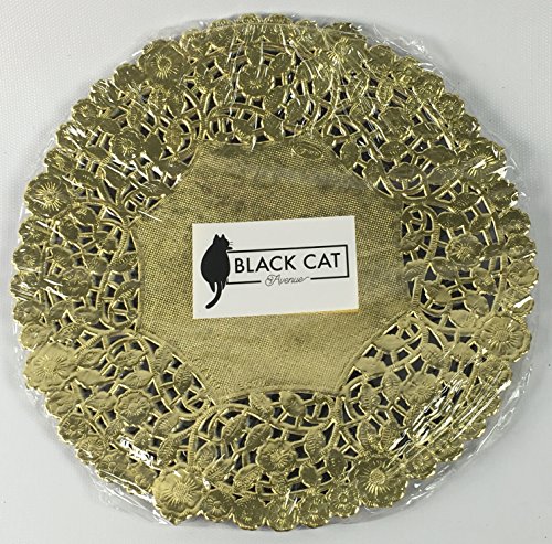 (Pack of 50) Black Cat Avenue 10 Inch Round Metallic Gold Foil Doilies