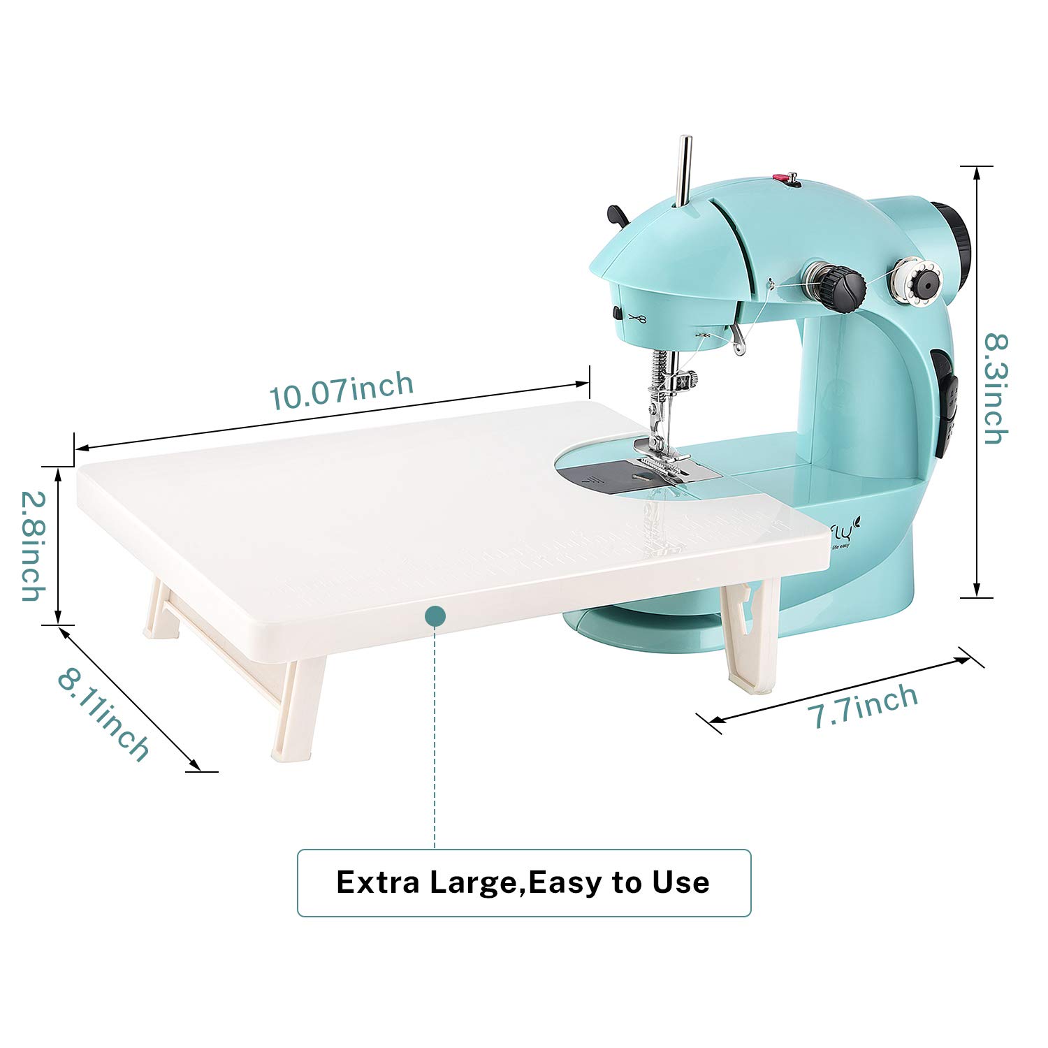 Magicfly Mini Sewing Machine with Extension Table, Dual