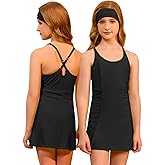 Perfashion Girls Tennis Dress Athletic Golf Outfit Spaghetti Strap Built-in Bra & Shorts Pickleball Summer 4-13Y