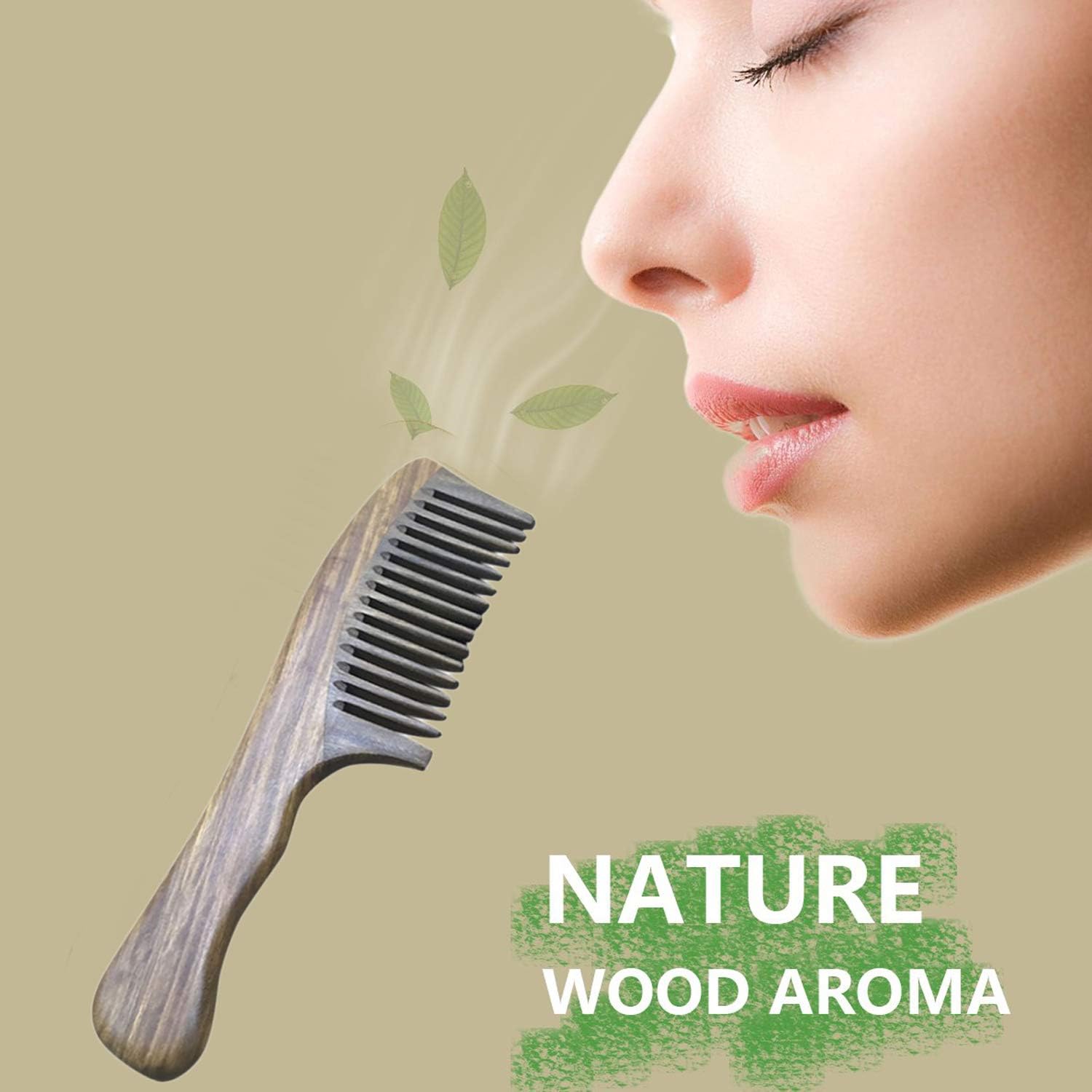 Wooden Comb, bluesees Handmade Natural Sandalwood Comb Wide Tooth Comb Head Massager Hair Combs Hair Care- No Snags - Image 4