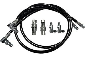 SUONE Hydraulic Power Angle 45'' Hose Fittings Kit Compatible With E47 Meyer Snow Plow Blade 21855 25232 21856 1304030 SNP6156