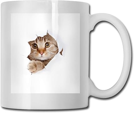 Amazon Co Jp 内側から見て面白い猫 マグカップ 陶器製 高級感 大容量 おしゃれ 牛乳 コーヒー ジュース マグ ティーカップ 330ml ホーム キッチン