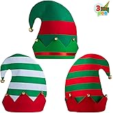 JOYIN 3 PCS Unisex Christmas Elf Hats for Christmas, Xmas Hats for Kids Adults, Funny for Xmas Party Gifts