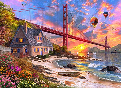 Vermont Christmas Company Golden Gate Sunset Jigsaw Puzzle 1000 Piece