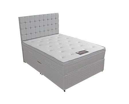 Pequeñas 3 ft 4 cajones gris Memphis Diván Set con Omega cabecero ...