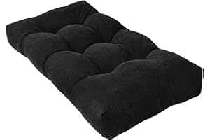 ROFIEJOX Bench Cushion 36 Inch - Chenille, High-Density Memory Foam, Non-Slip Bottom, Soft Durable Indoor Tufted Long Seat Cushion for Window Garden Furniture (Black, 36x14x4 Inch)