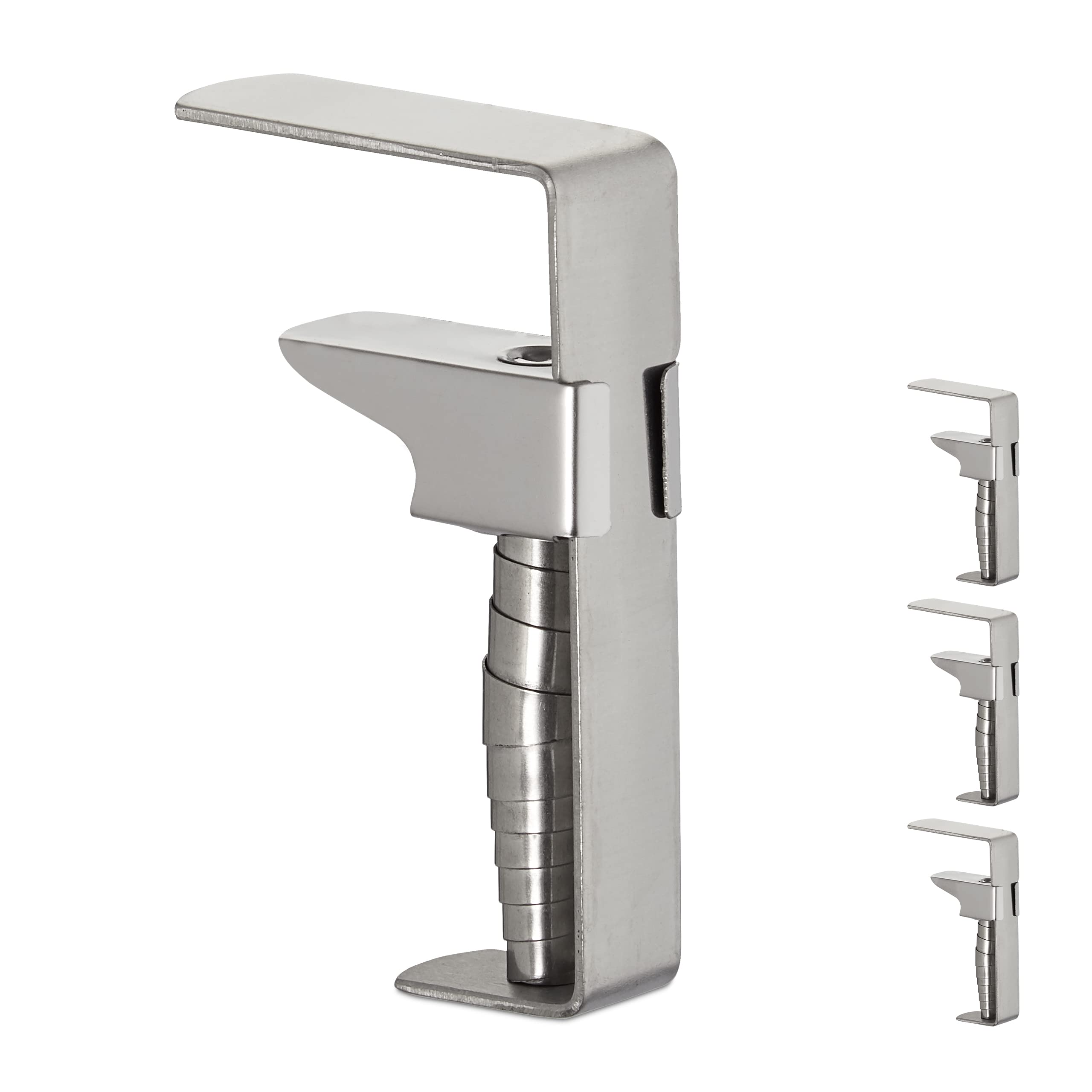 Relaxdays Set of 4 table clips, adjustable tablecloth clips for thick tables, stainless steel, up to 5.4 cm thickness, silver