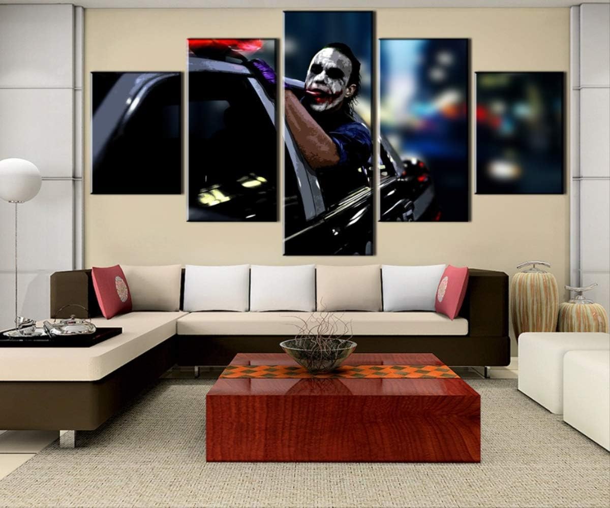 ZHFFYY Wall Decor Canvas Print 5 Panel Framed 5 Panel Canvas Art Joker Freedom Movie Paintings on Canvas Wall Art for Home Decorations Wall Decor Wall Picture