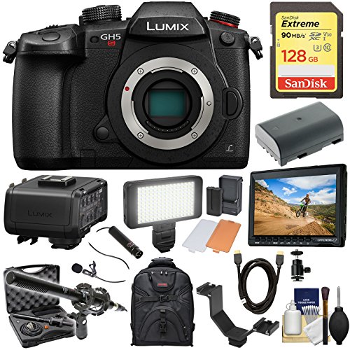 Panasonic-Lumix-DC-GH5S-Wi-Fi-C4K-Digital-Camera-Body-with-DMW-XLR1-Adapter-128GB-Card-Battery-Backpack-Monitor-LED-Light-2-Mics-Kit