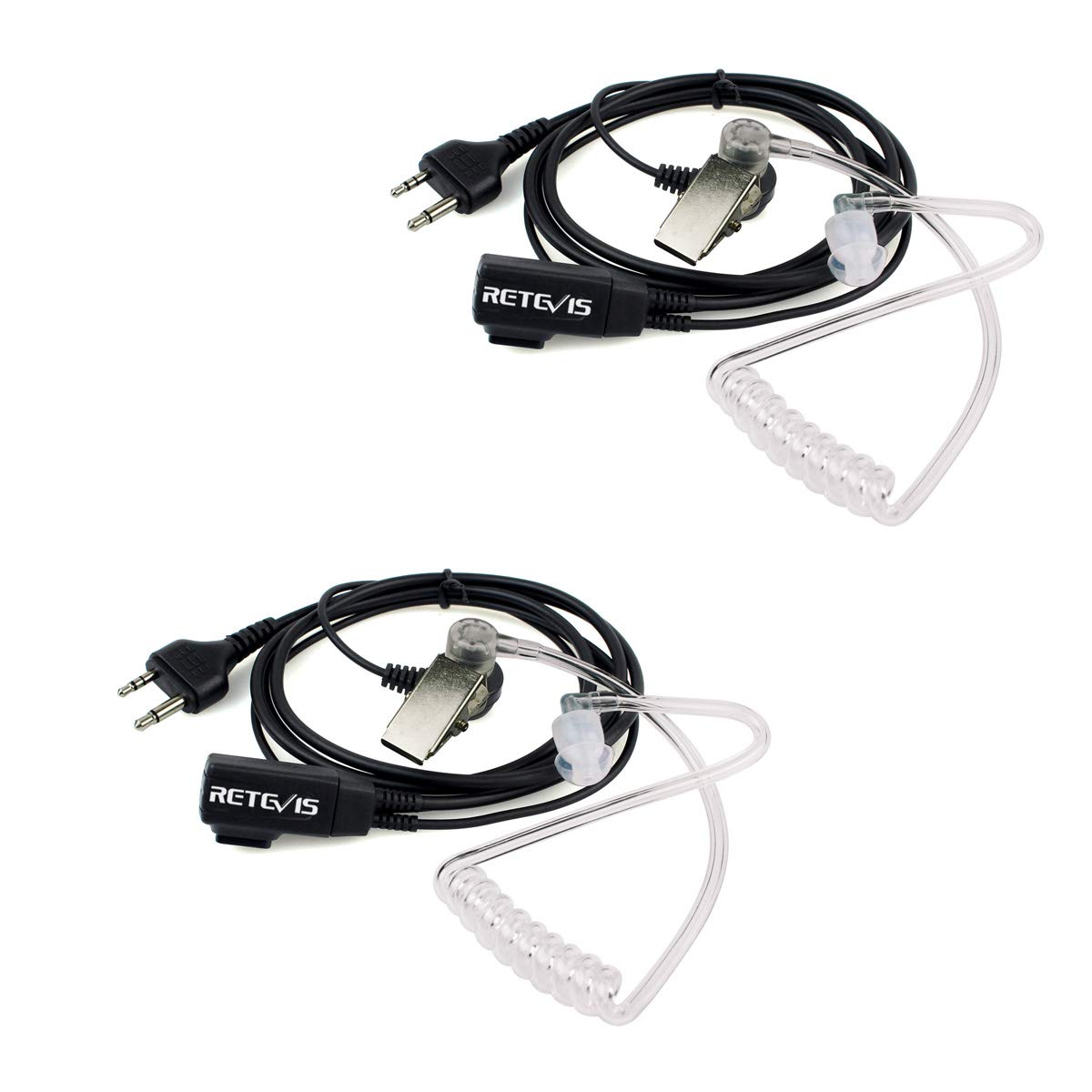 Retevis Walkie Talkie Earpiece with Mic 2 Pin Covert Acoustic Tube Headset Compatible with Midland G6 G7 GXT250 GXT325 GXT550 GXT650 LXT80 LXT112 Alan39 Alan507 Two Way Radio(2 pcs)