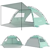 Elegear CumbreX™ Beach Tent Sun Shelter with Canopy, 6-8 Person Pop Up Beach Tent, Easy Setup UPF 50+ UV Protection Portable Lightweight Double Silver Coating Cabana Sun Shade Shelter - Green