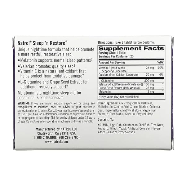 NATROL SLEEP N RESTORE 20 TABLETS