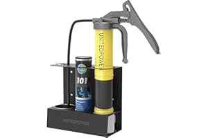 UNITEDPOWER Grease Gun Holder, Wall Mount Grease Gun Storage Rack, Organizer for Workshop, Shop, Garage with Removable Drip Cups & Spare Cartridge Holder