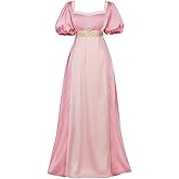 Vibsion Regency Dresses for Women Pearls Lace Empire Waist Dress