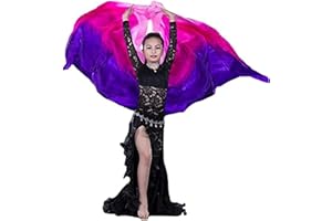Aumulen 8mm Girls Hand-Made Belly Dance Silk Scarf Veils Gradual Colors
