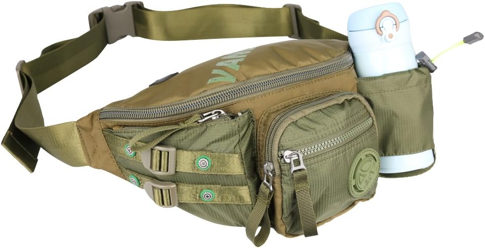 Larswon Fanny Pack, Sling Bag, Waist Pack with Bottle Holder, Running Bag Hiking Waist Bag