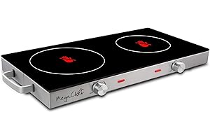 Megachef Ceramic Infrared Double Cooktop, 25 Inch, Black