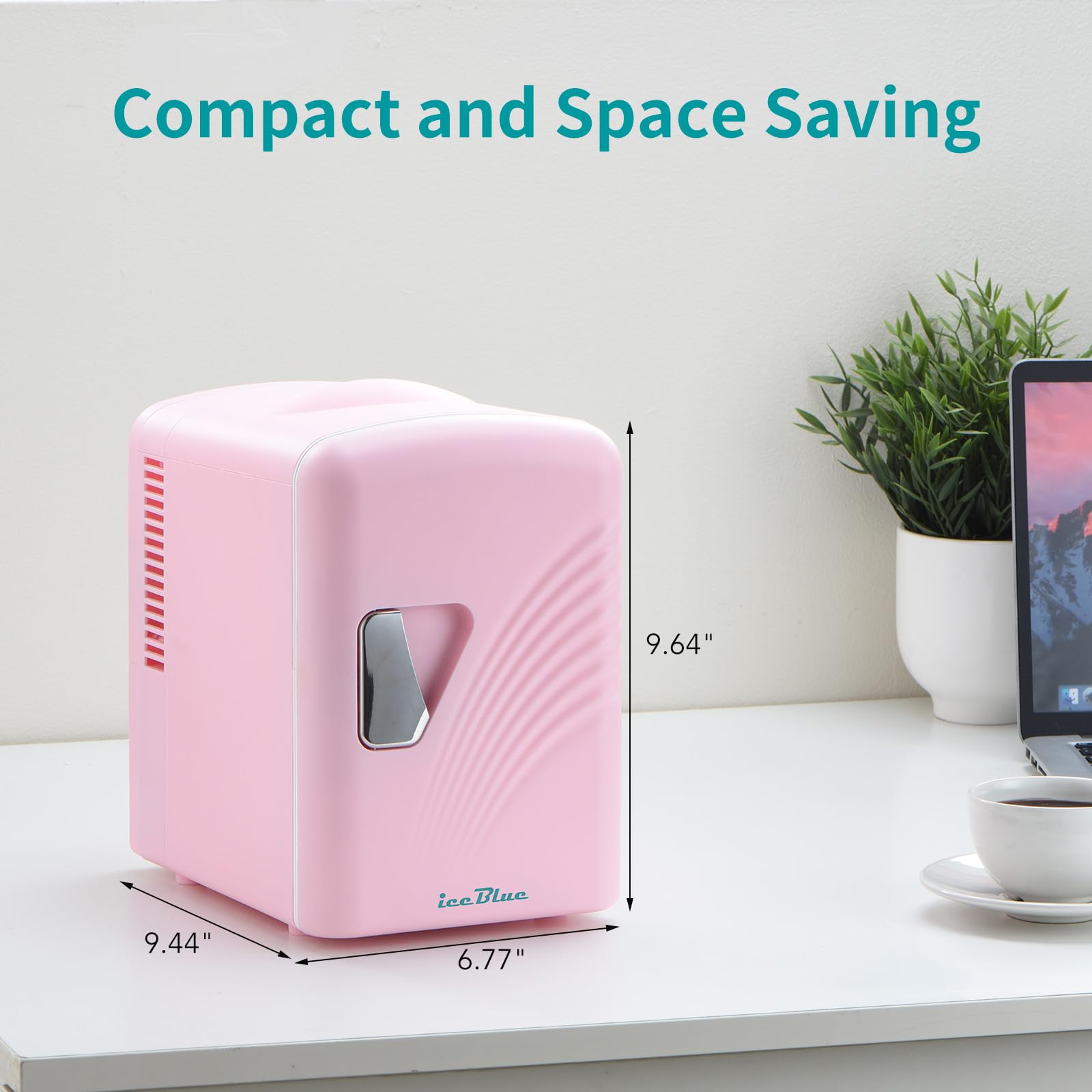 Iceblue Retro 4L/6 Can Mini Fridge,AC Plug & 12V Car Charger Small Refrigerator,Compact & Portable Mini Fridge, 4A Cooling Mini Refrigerator for Bedroom,Car,Office,Dorm,Gift - Pink