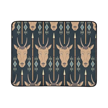 EIJODNL Native American Antelopes Spears Portable and Foldable Blanket Mat 60x78 Inch Handy Mat for Camping Picnic Beach Indo