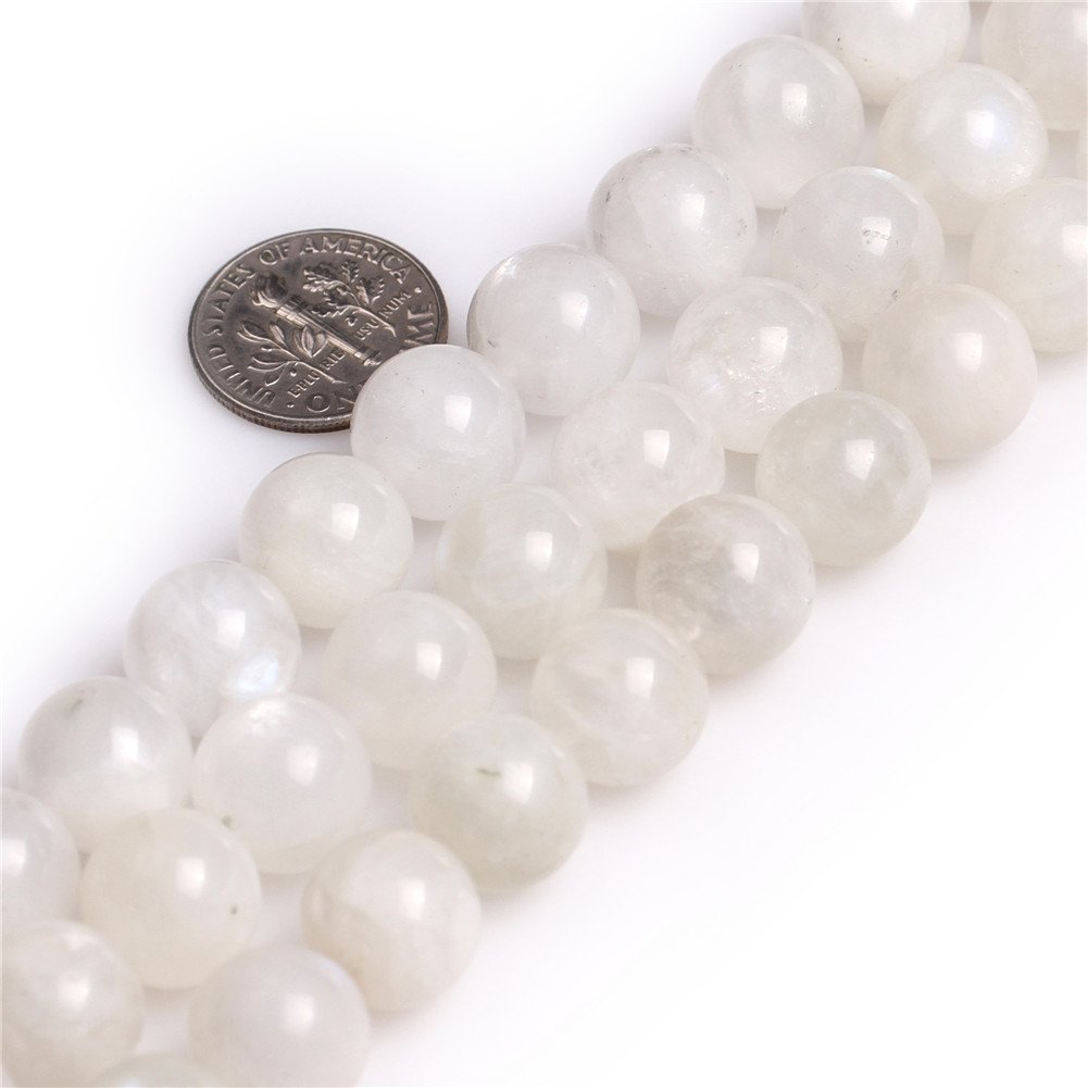 AAA Grade Natural Genuine Gemstone Semi Precious Stone Beads for Jewellery Making 15‘’ (Round Blue Rainbow Moonstone/12MM)