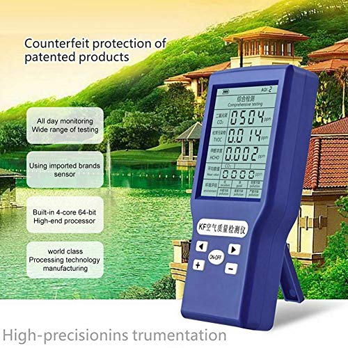 EUGNN Air Quality Monitor,Multifunctional Indoor Pollution Detector Meter for Formaldehyde Carbon Dioxide Detector Real Time Air Tester Kit Indoor Outdoor - Thumbnail 6