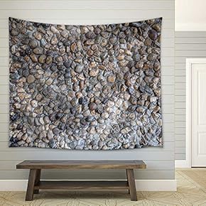 Background of Small Gravel Stone Texture.Sea Stones Wall Background - Fabric Wall Tapestry Home Decor - 51x60 inches