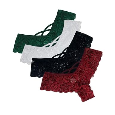 Lialbert 4er-Pack Damen Tangas Spitze G-Strings Slips Frauen Unterwäsche Erotische Wäsche Dessous Reizunterwäsche Unterhosen(