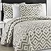 Comfy Bedding Prewashed Durable Chevron Quilted Gray and Off White 3-Piece Bedspread Coverlet Set (King/Cal King)