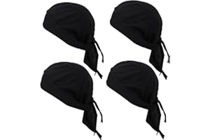 Gbateri 4 Pack Head Wraps Cycling Caps Dew Rag Skull Caps Beanie Cap Do Rags, Pirate Hats, Doo Rag, Durag Bandana