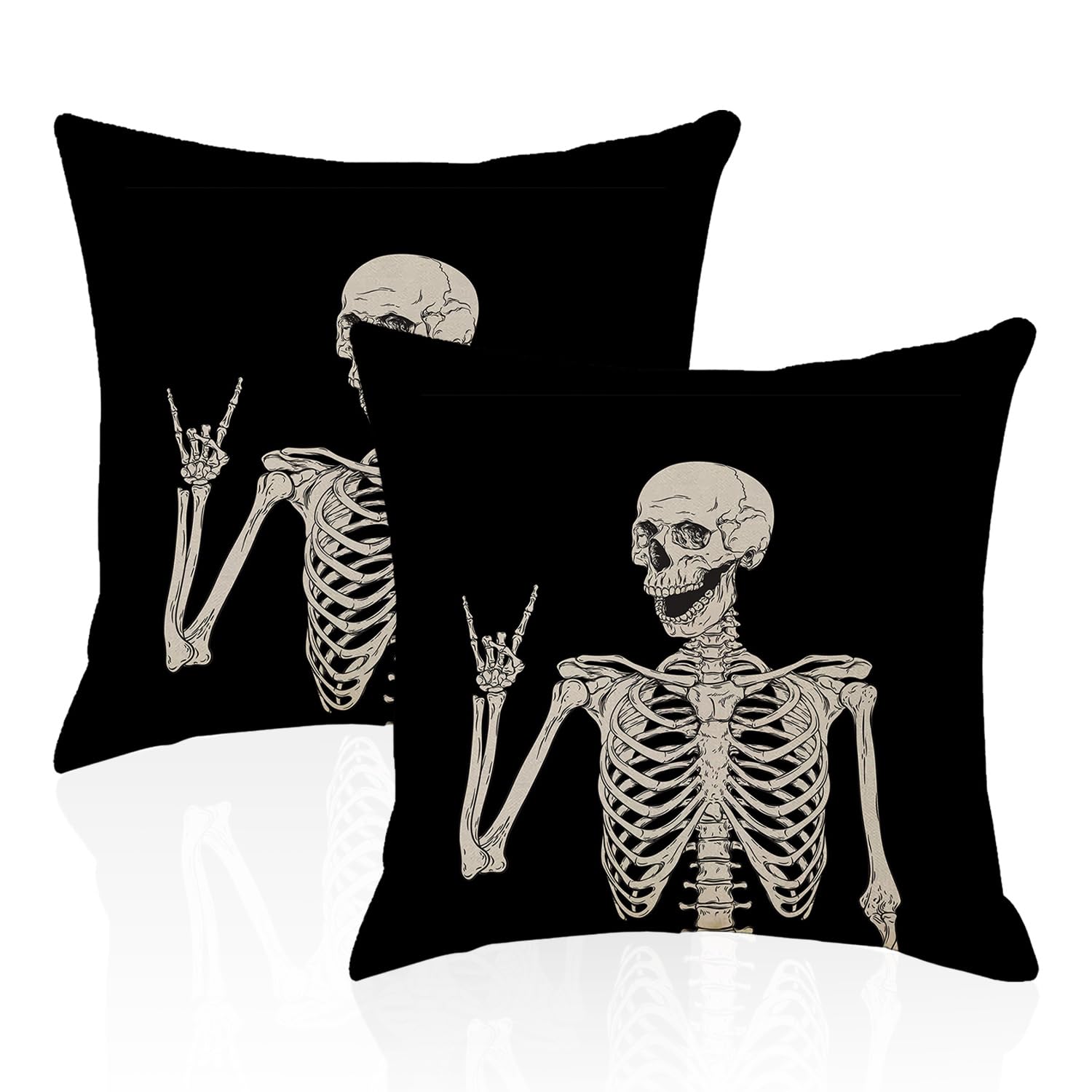 2 Pieces Black Skull Pillowcases, Gothic Home Decoration, Room Decoration, Furniture Items, Vintage Cushion Covers, Personalized Cushion Covers, Suitable for Living Room, Bedroom, Car Decoration