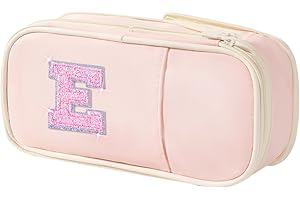 Janhavi Initial Large Capacity Premium Oxford Cute Aesthetic Pencil Case Pouch Bag Special School Supplies Colored Stationery Organizer Gifts for Girls, Women, Adults