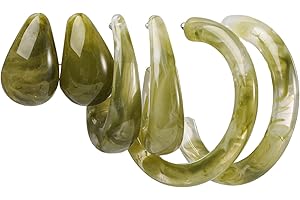 CAIYAO 3Pairs Lightweight Minimalist Vintage Polished Teardrop Waterdrop C Shape Circle Round Cuff Acrylic Resin Hoop Earrings Colorful Thick Chunky Wide Thin Acetic Acid Earrinsg Set for Women