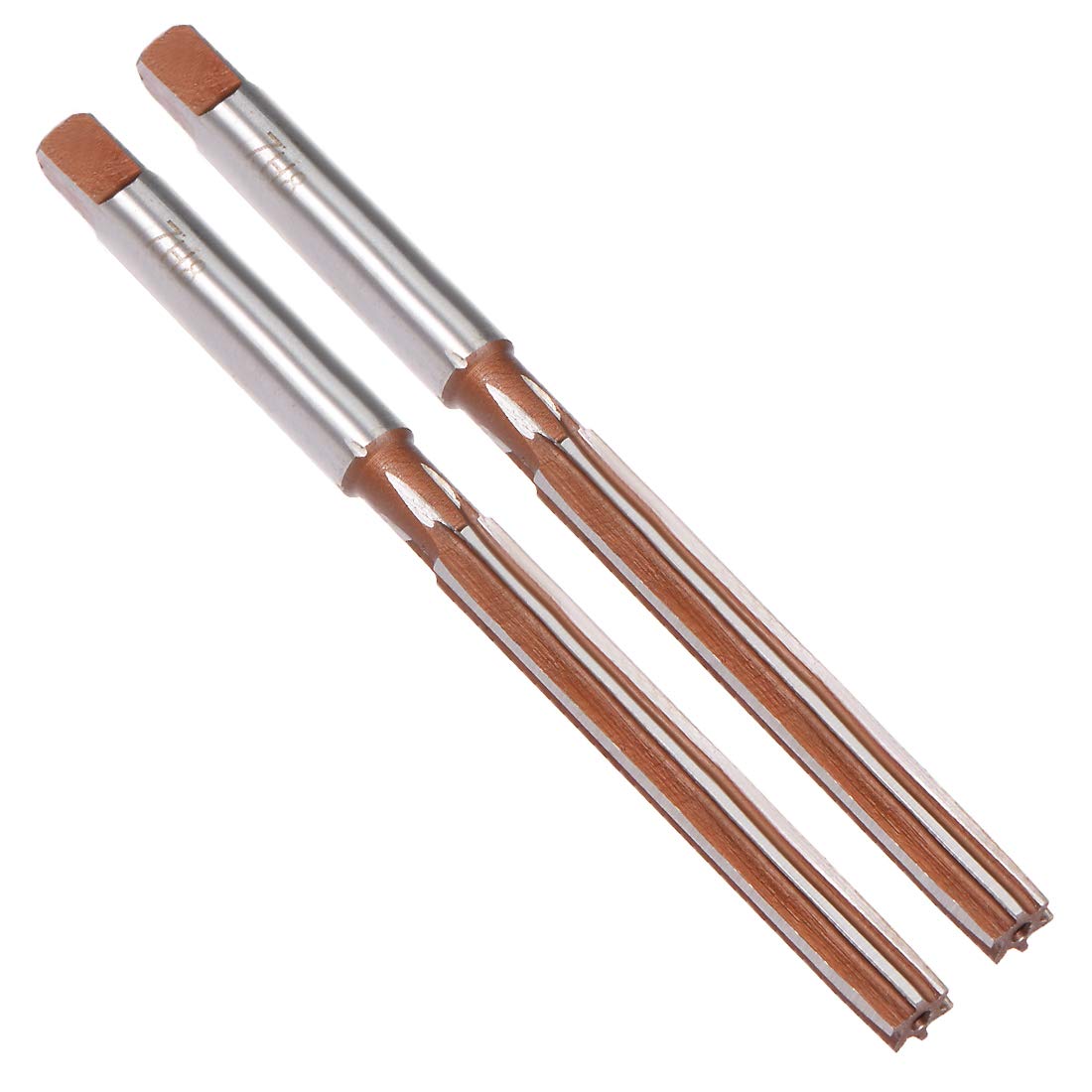 sourcing map Hand Reamer 7mm Alloy Tool Steel H8 6 Straight Flutes Hand Milling Cutter Tool Metric Reaming Drill Bit for Metal 2Pcs