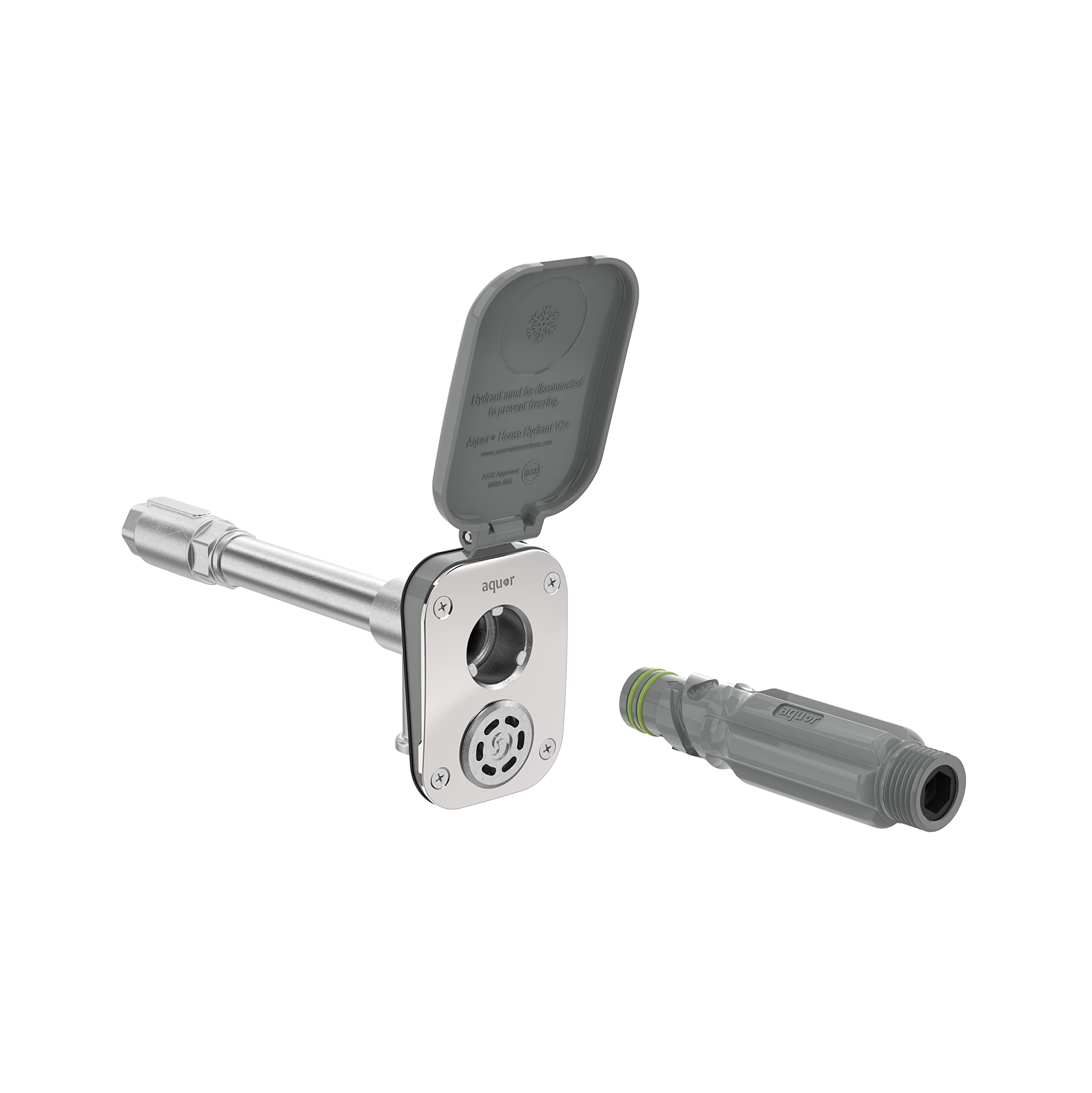 Aquor House Hydrant V2+ Frost-Free Outdoor Garden Faucet with Quick Connect and Anti-Siphon, 8 inch, Slate Gray Polymer