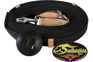 35' Flat Cotton Web Lunge Line with Bolt Snap & Rubber Stop - by Southwestern Equine (35', Black)