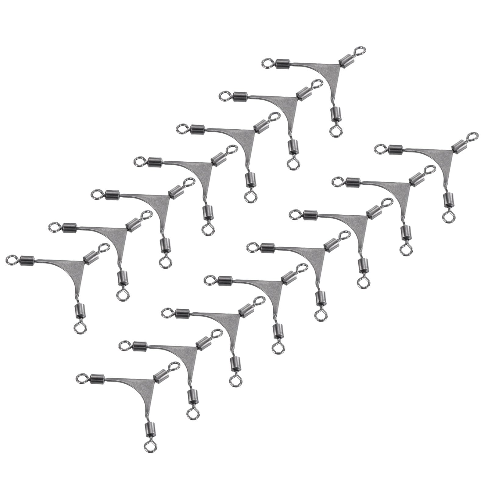 PATIKIL 3 Way Swivel Fishing Tackle 6# 22lb, 15Pcs Stainless Steel Cross-Line Swivels Rolling Barrel Triple Lure Connector Fishing Rigs for Saltwater Freshwater