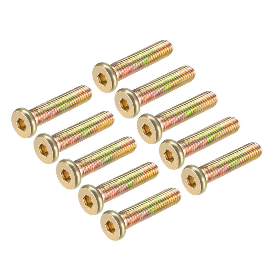 sourcing map M8x35mm Furniture Screw Hex Socket Machine Screws Zinc Plated Fasteners Bolts Full Thread Carbon Steel 10Pcs