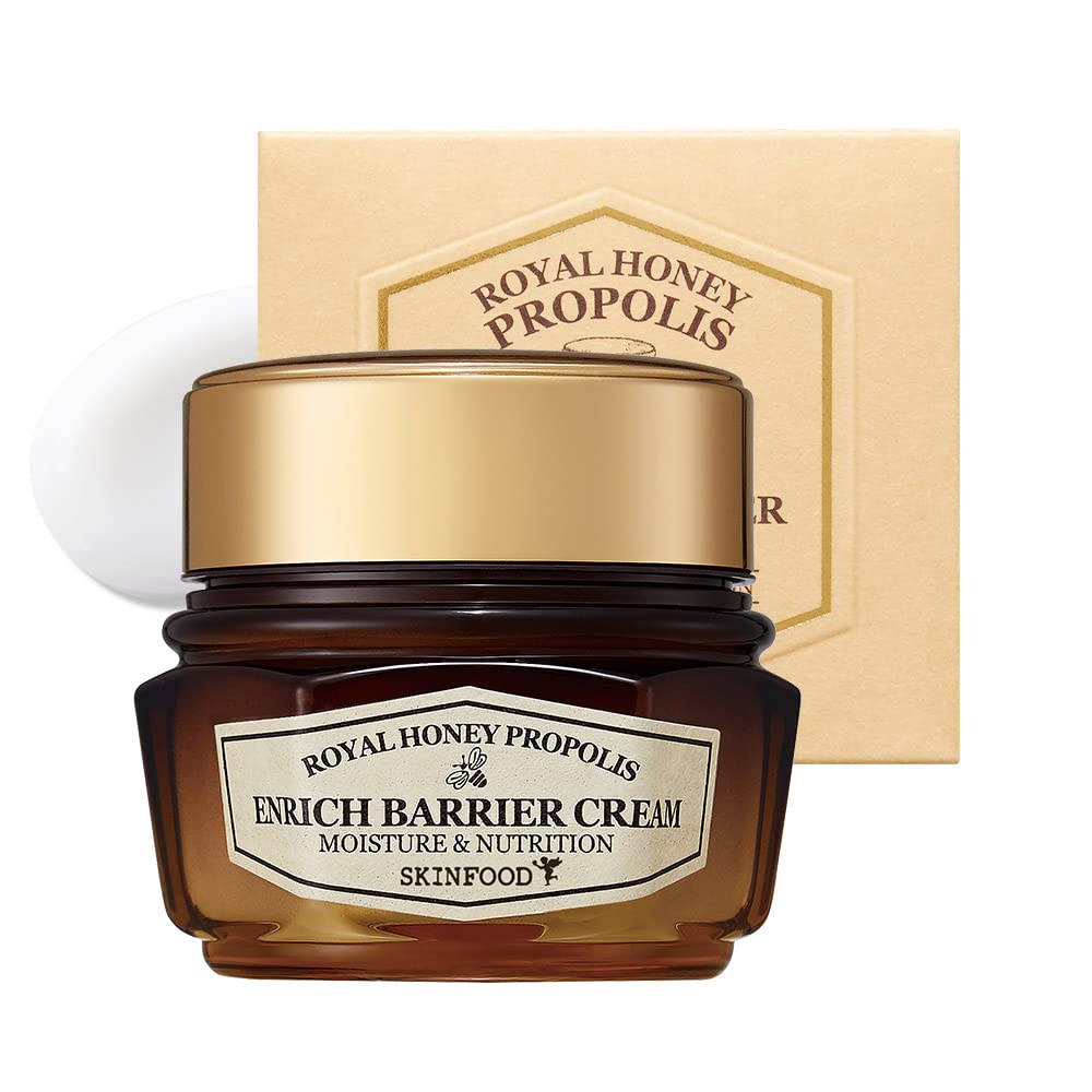 SKINFOOD Royal Honey Propolis Enrich Essence Barrier Cream 50% Black Bee Propolis & Royal Jelly Extract Face Cream Propolis Serum for Skin Royal Essence Facial Cream 2.13 Fl. Oz (63 mL)