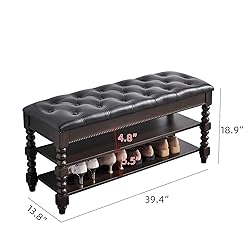 LEILISI Shoe Bench, Shoe Storage Bench with Cushion