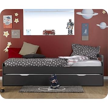 Pack cama niño Gigogne Eden gris antracita 90 x 200 cm con 2 ...