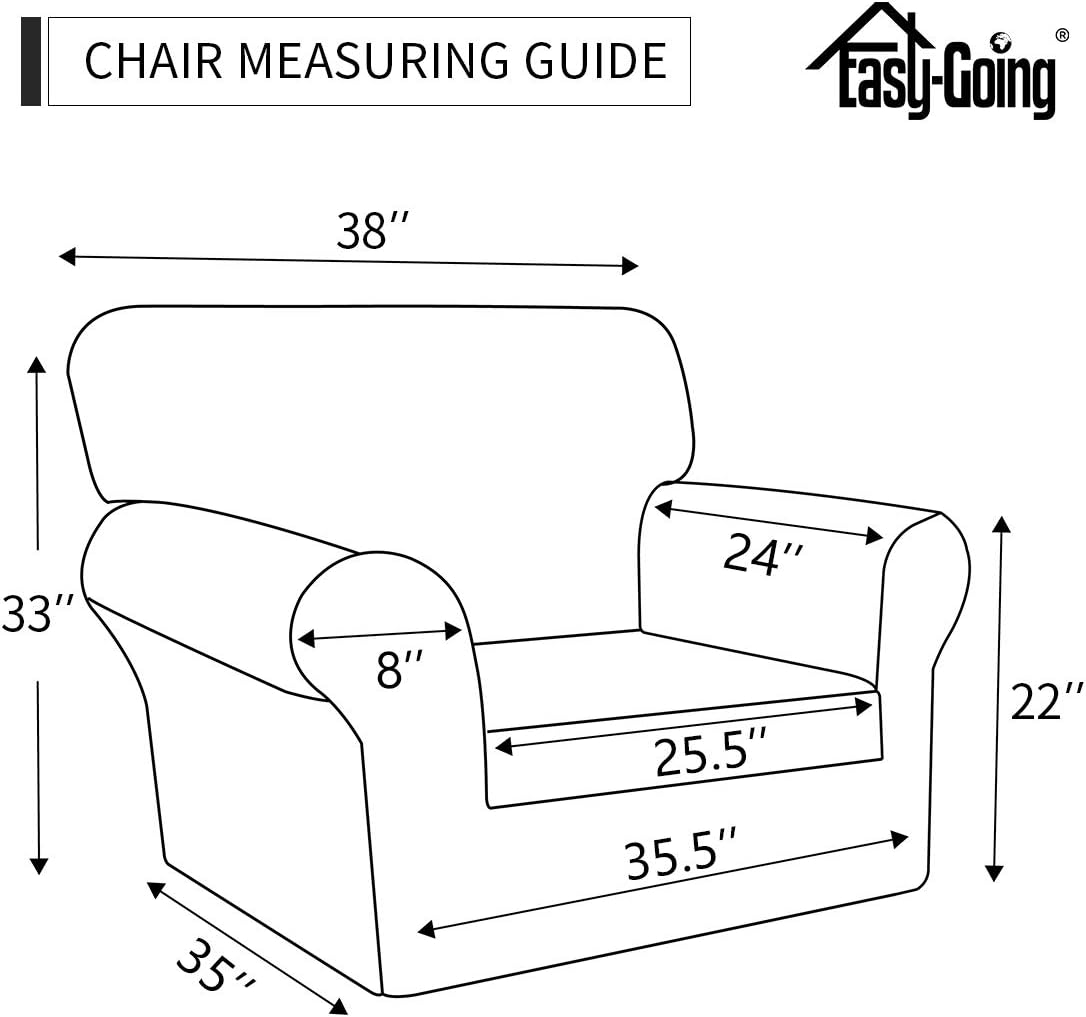 Easy-Going 2 Pieces Microfiber Stretch Couch Slipcover – Spandex Soft Fitted Sofa Couch Cover, Washable Furniture Protector with Elastic Bottom for Kids,Pet (Chair, Brown): Furniture & Decor