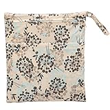 Wet Dry Bag Baby Cloth Diaper Nappy Bag Reusable with Two Zippered Pockets (Silver)