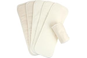 Mama Koala 6-Layer Natural Cotton Cloth Diaper Inserts, Adjustable and Reusable for Any Baby Cloth Diaper(6 Pack)