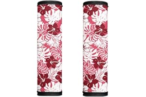 Horeset Hawaii Hibiscus Flower-Red Print Luggage Handle Wrap for Men Women Non-Slip Handle Grip/dentifier/Tag/Grips for Business Bag