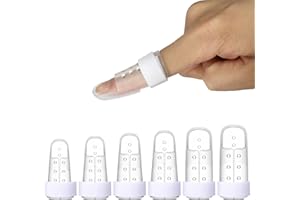 6Pcs Finger Splints Thumb Splint Clear Plastic Finger Cots Brace Support with Adjustable Fixing Belt for Sport Injuries Strai